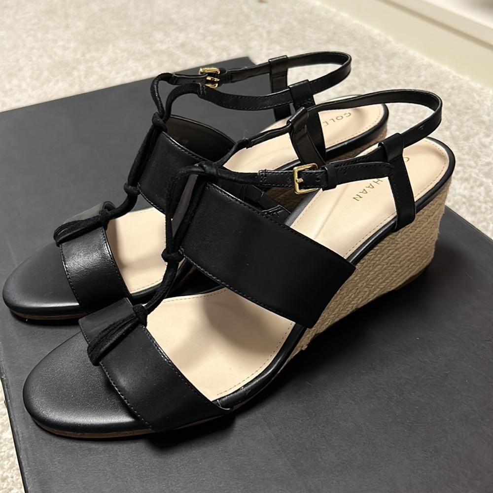 Cole haan black espradrille wedge shoe